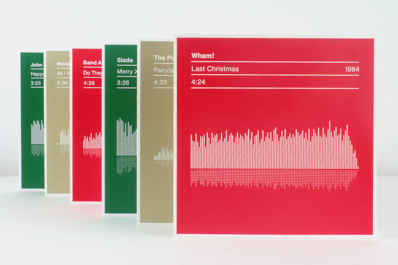 Image of Classic Christmas Song Sound Wave Christmas Cards | 6 pack