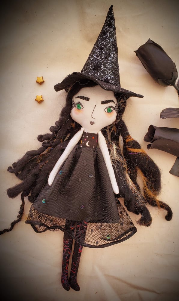 Image of Goth Mommy witch handmade doll
