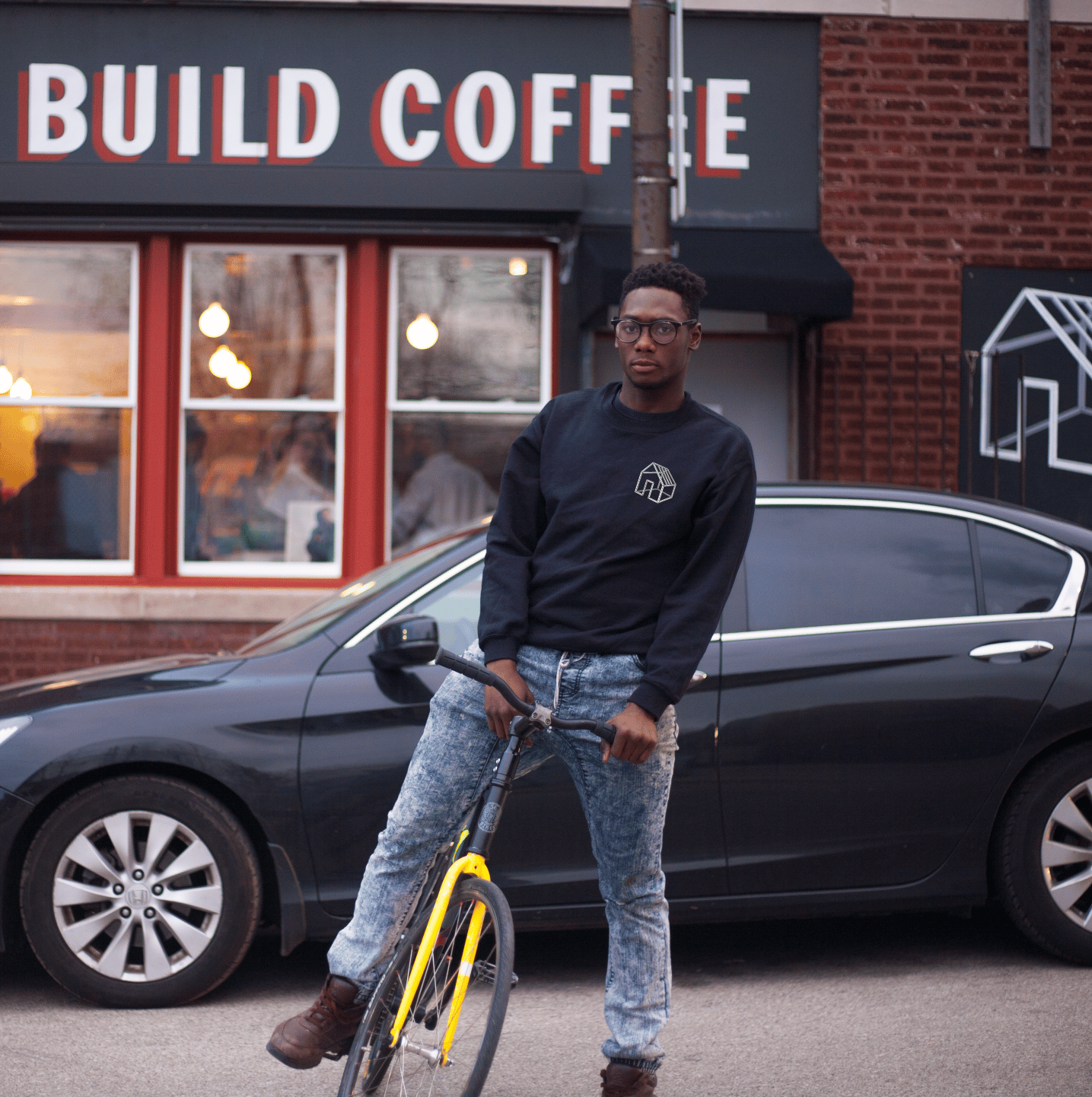 Image of Logo Embroidered Crewneck in black