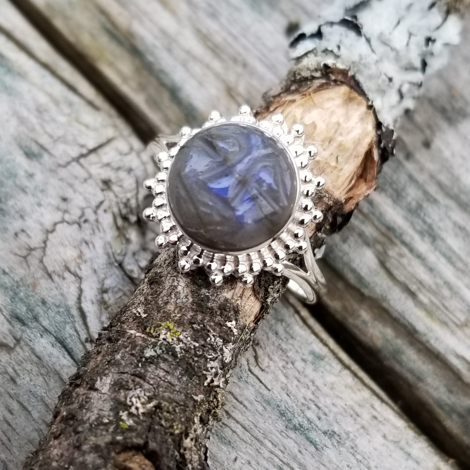 Shinola authentic Labradorite silver ring