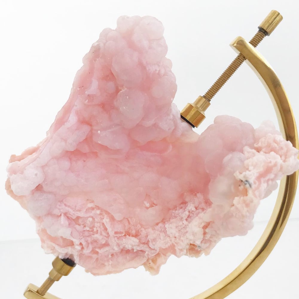 Image of Pink Opal no.36 + Brass Arc Stand
