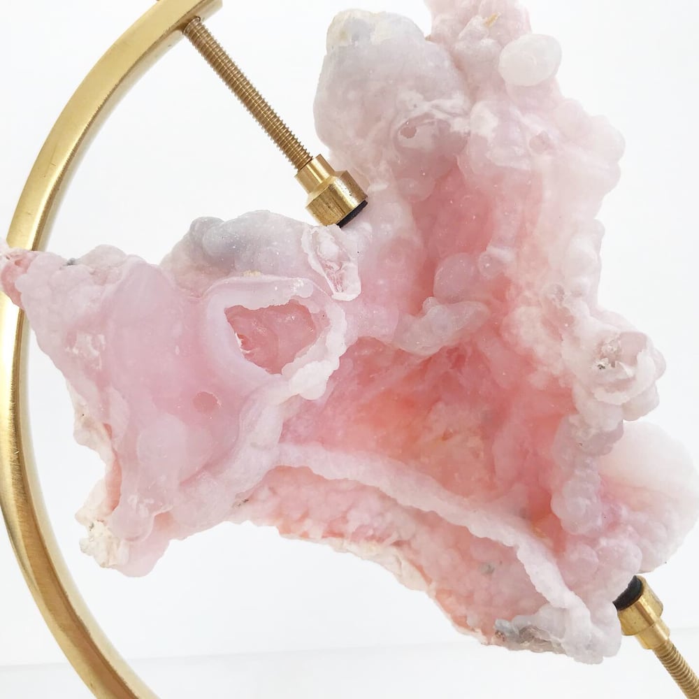 Image of Pink Opal no.95 + Brass Arc Stand