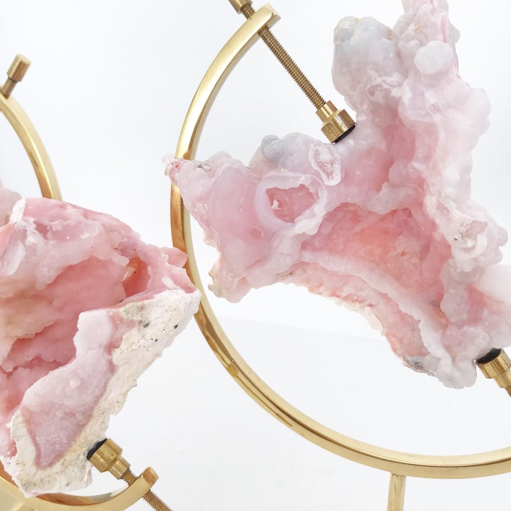 Image of Pink Opal no.95 + Brass Arc Stand