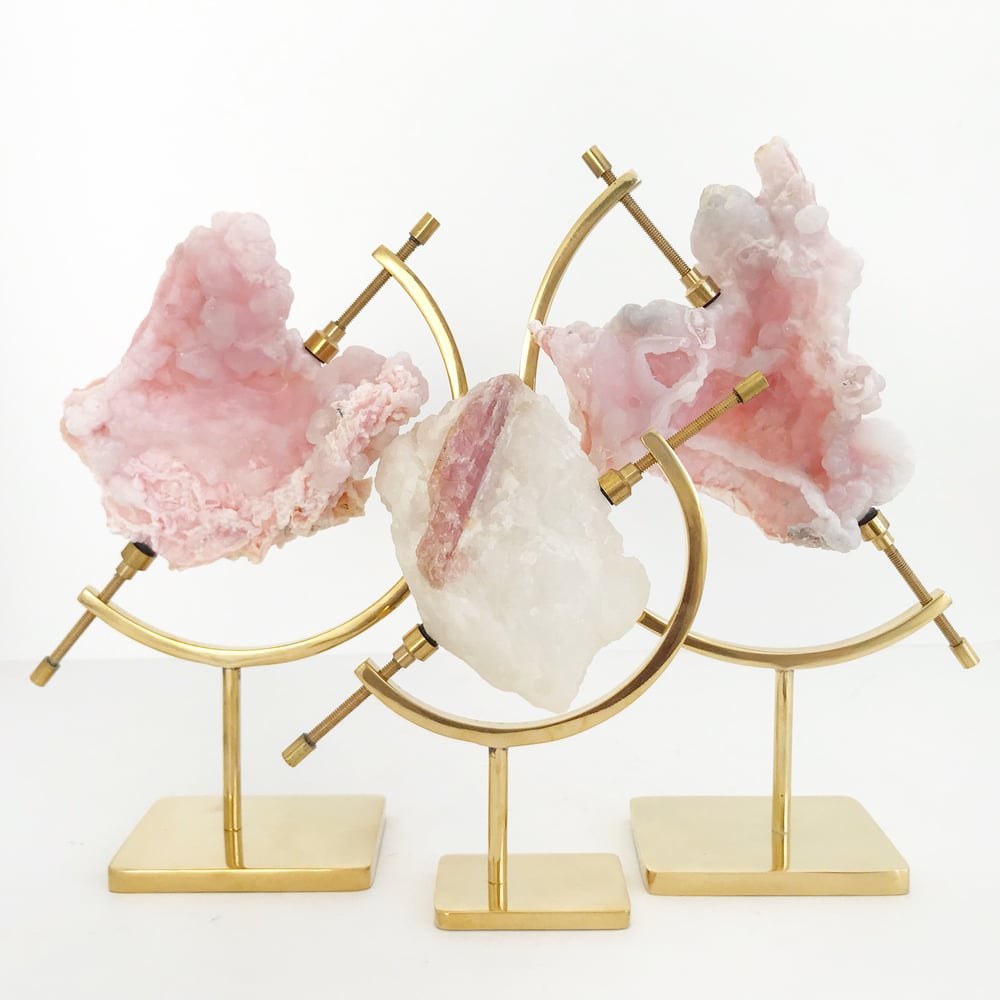 Image of Pink Opal no.95 + Brass Arc Stand