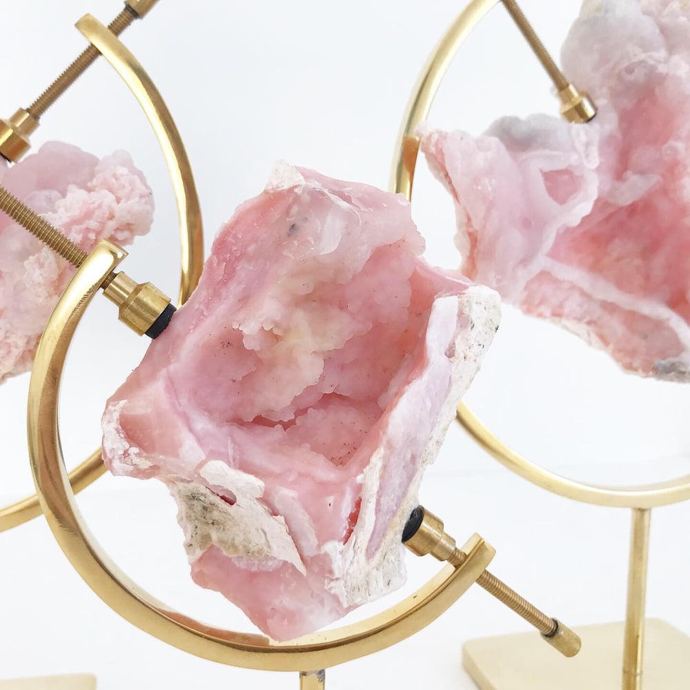 Image of Pink Opal no.57 + Brass Arc Stand