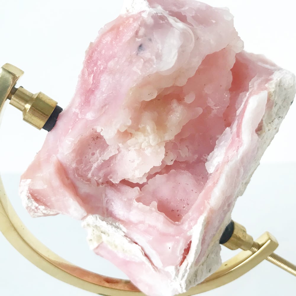 Image of Pink Opal no.57 + Brass Arc Stand