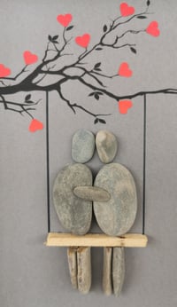 Image 2 of Couple on swing (red hearts) artwork