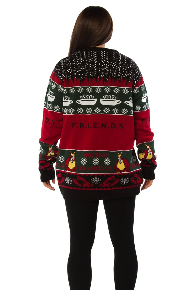 Image of Friends Central Perk Red & Green Knitted Christmas Jumper