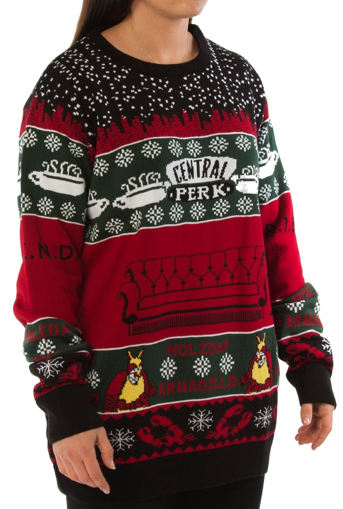 Image of Friends Central Perk Red & Green Knitted Christmas Jumper
