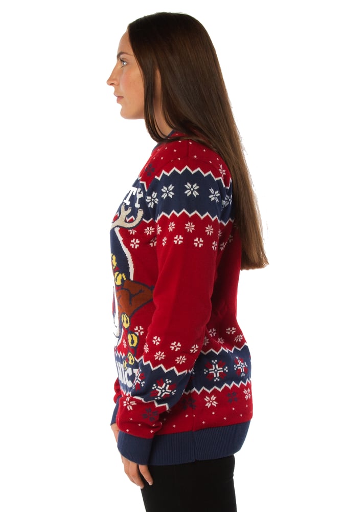 Image of Official Taz Mania Naughty Not Nice Red Knitted Christmas Jumper