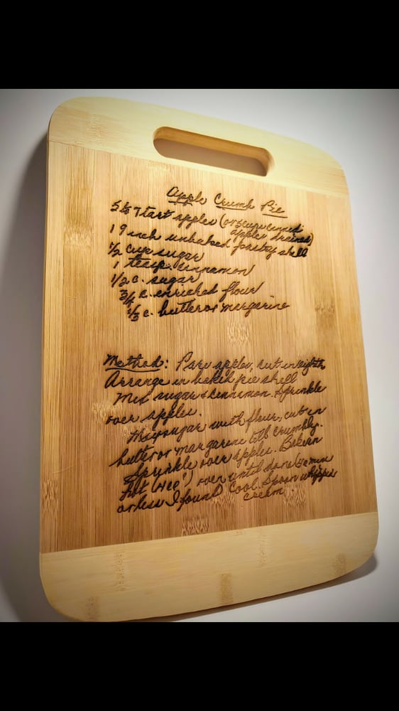 Image of Custom Engraved Bamboo Wood Cutting Board w/ Handle Logo Monogram 8 x 14 x .75"