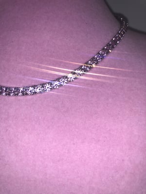 Image of Ladies Thin Bling Tennis Chain (Silver with Pink Stones)