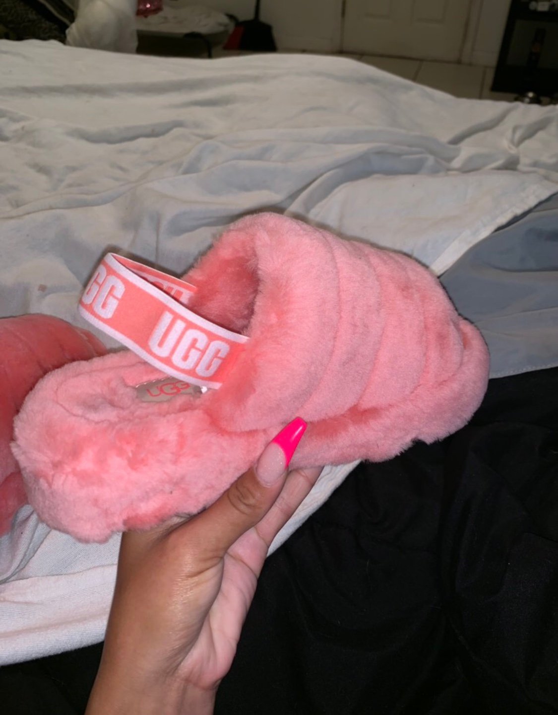 dark pink ugg slides
