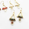 Pyramid Jewel Earrings - Golden