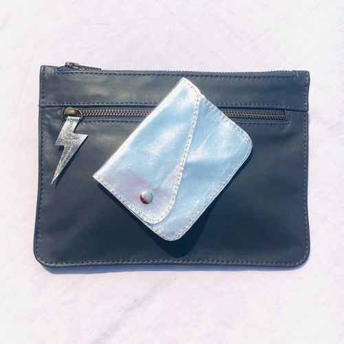 Image of SMALL CLUTCH - GREY/SILVER LEATHER - 'ASHES TO ASHES'