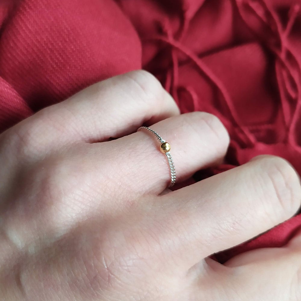 Image of Bague Boule Or et chaine