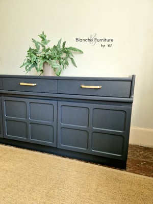 Image of Large Dark Grey Nathan Sideboard with Brushed Brass Handles