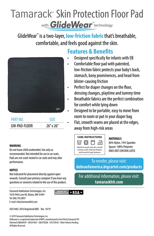 Image of Tamarack Skin Protection Floor Pad with GlideWear TM Technology (26"x26") in Black