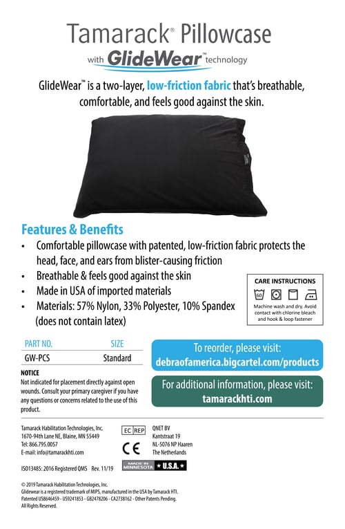 Image of Tamarack Pillowcase with GlideWear TM Technology in Black