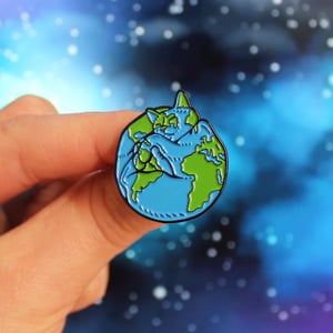 Image of Cat World / planet Earth, enamel pin - space - cats are my world - lapel pin badge