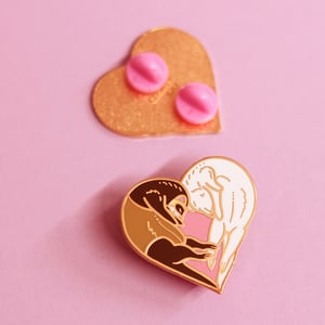 Image of Ferret heart, enamel pin - loveheart - ferret pin - cute pin - fuzzies - lapel pin badge