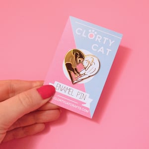 Image of Ferret heart, enamel pin - loveheart - ferret pin - cute pin - fuzzies - lapel pin badge