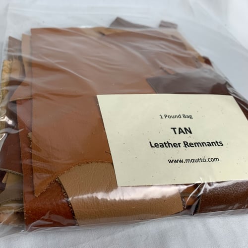 Image of Tan Leather Pieces - 1 Pound Bag of Scraps & Remnants - for Crafts, Art, DIY Projects, Jewelry