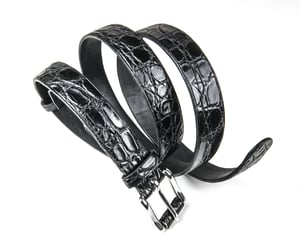 Image of Crocodile Belt - Black hand painted crocodile flank