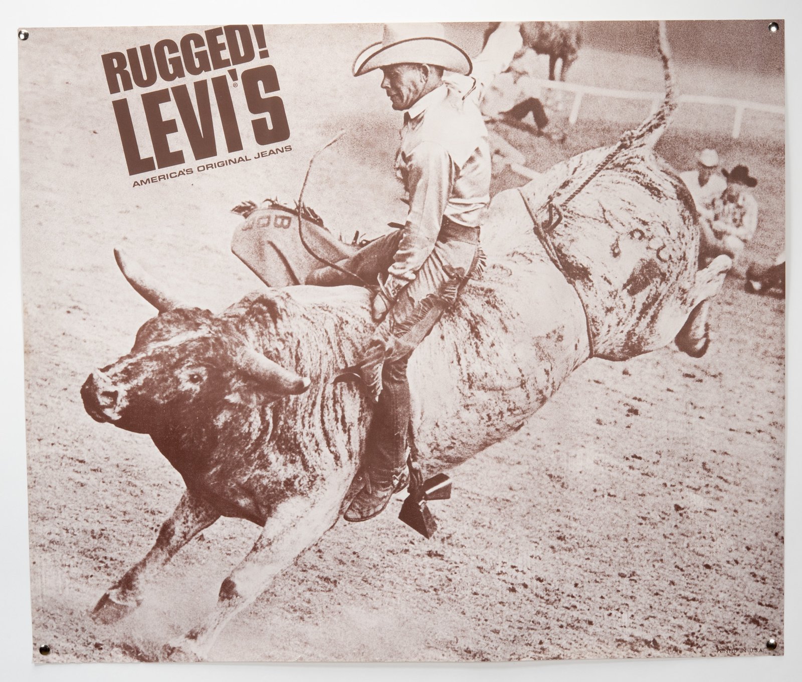 1970's Vitnage Levi's Poster Cowboy Bullrider Rodeo Western ...