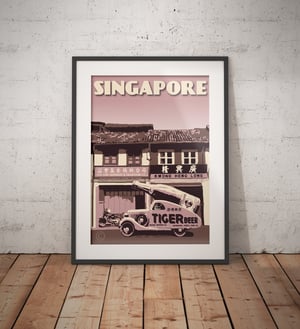 Image of Vintage poster Singapore - Tiger Beer Vintage Car - Fine Art Print - Purple