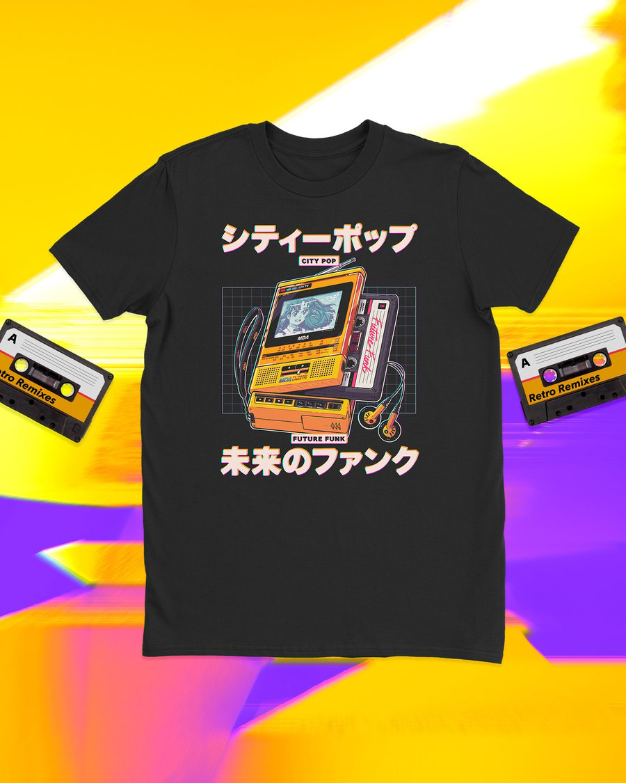 Image of Plastic Desire, Sports Yellow Colorway -  Retro Vaporwave Japanese Music Shirt