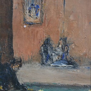 Image of 1920, French Impressionist Painting, 'Billiards.'