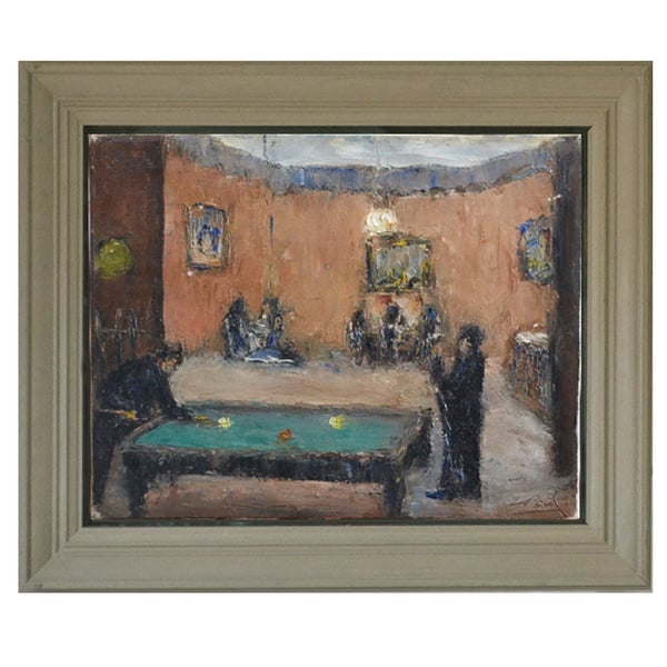 Image of 1920, French Impressionist Painting, 'Billiards.'