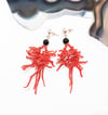 Spiked Coral and Onyx Earrings 
