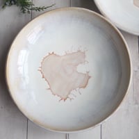 Image 2 of Pair of Pasta Bowls in White and Ocher Glaze, Handmade Pottery Bowls, Made in USA