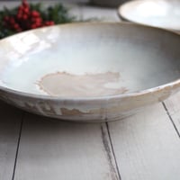 Image 4 of Pair of Pasta Bowls in White and Ocher Glaze, Handmade Pottery Bowls, Made in USA
