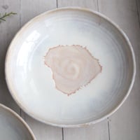 Image 5 of Pair of Pasta Bowls in White and Ocher Glaze, Handmade Pottery Bowls, Made in USA