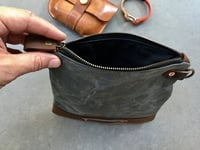 Image 5 of pouch in waxed canvas toiletry bag