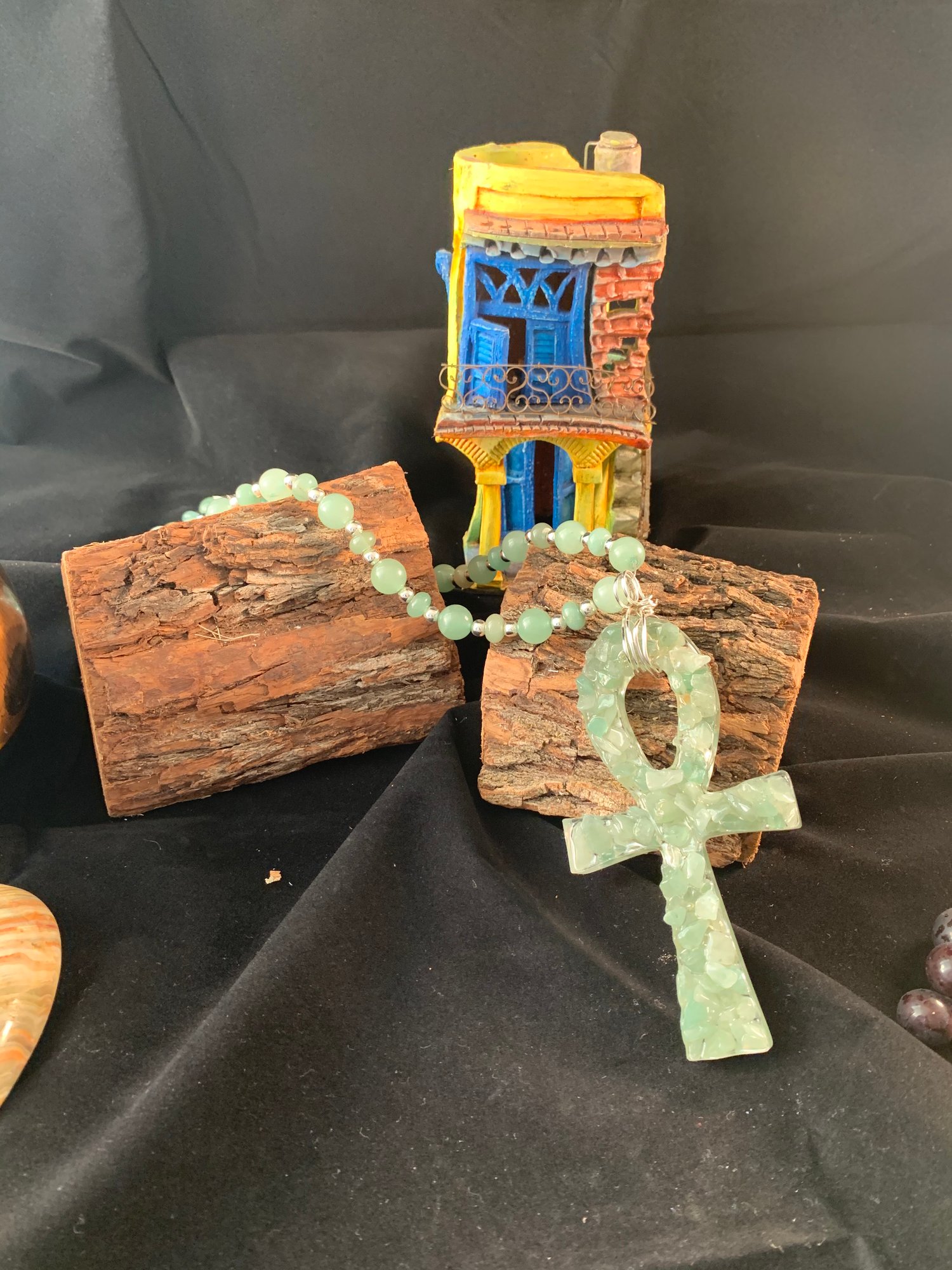 Image of Aventurine five inch Ankh pendant and necklace