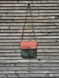 Image 1 of Satchel in waxed canvas day bag small messenger bag Musette COLLECTION UNISEX