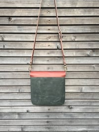 Image 5 of Satchel in waxed canvas day bag small messenger bag Musette COLLECTION UNISEX
