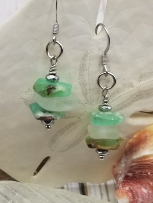 Image of Abalone-Sea Glass- Chrysoprase- Necklace/Earring Set-#259