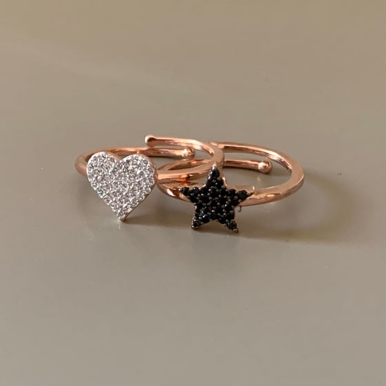 Image of ANELLO CUORE E STELLA ORO ROSA