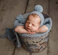 Blue Reverse Stitch Bonnet + Wrap 