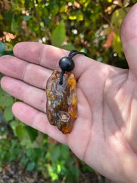 Image 1 of Large Amber nugget with Bog oak bead