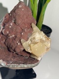 Image 7 of RED SUGAR AMETHYST WITH CALCITE ON A STAND -URUGUAY-
