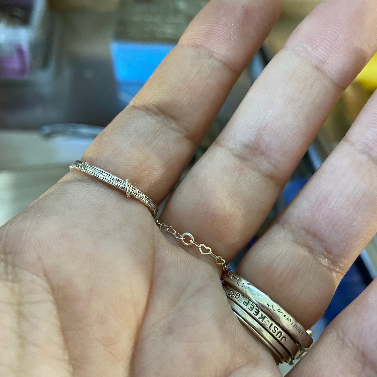 Image of Tiny heart chain ring
