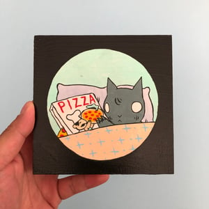 Image of Pizza Lover Cat Painting 