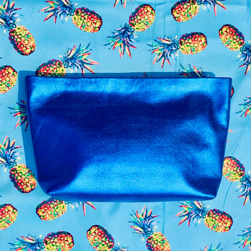 Image of DELUXE CLUTCH - BLUE METALLIC LEATHER - 'ATOMIC'