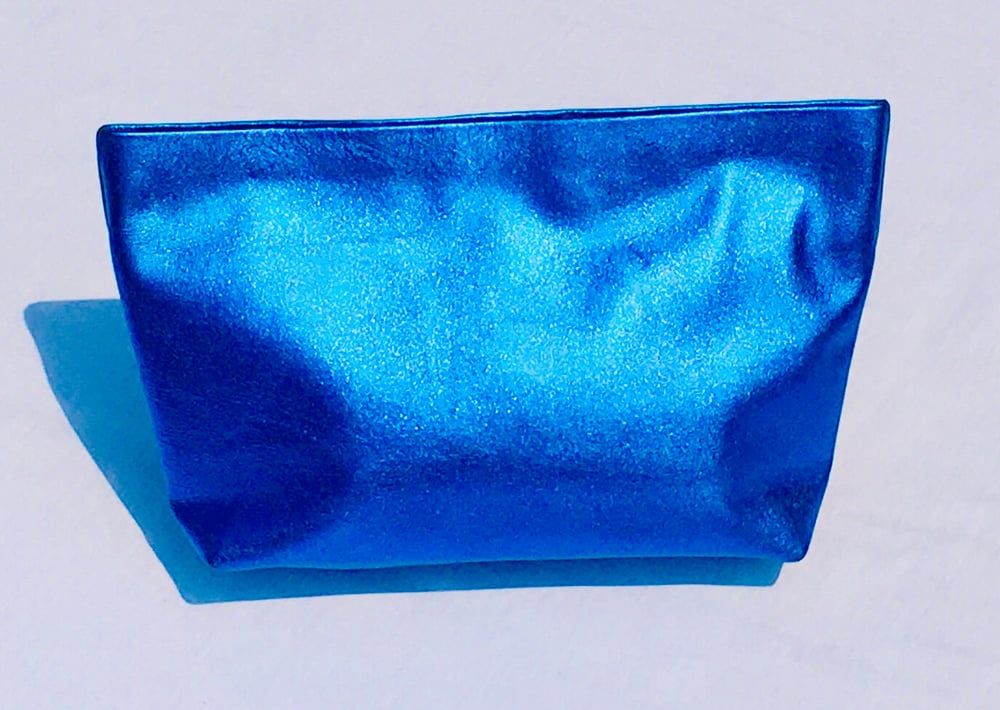 Image of DELUXE CLUTCH - BLUE METALLIC LEATHER - 'ATOMIC'